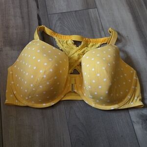 Cacique Yellow and White Polka Dot Bra
